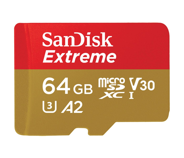 SANDISK 64GB microSDXC Extreme 160MB/s A2 C10 V30 UHS-I U3 SDSQXA2-064G-GN6MA - 451879 - zdjęcie